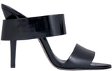 Black Glossed Leather Mules