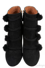 Ulyana Mink Pompom Suede Ankle Boots  39