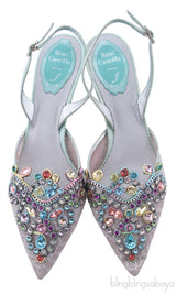 Multicolor Stone Mesh Slingback Sandals