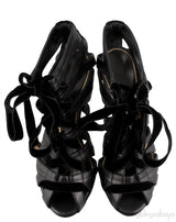 Black Strappy Peep Toe Sandals