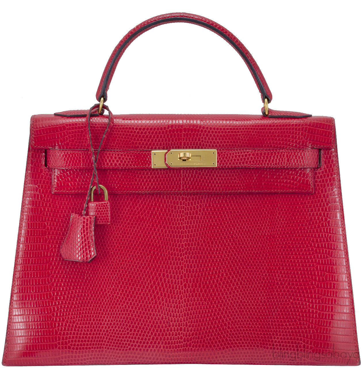 Kelly 32 Vintage Red Lizard Sellier