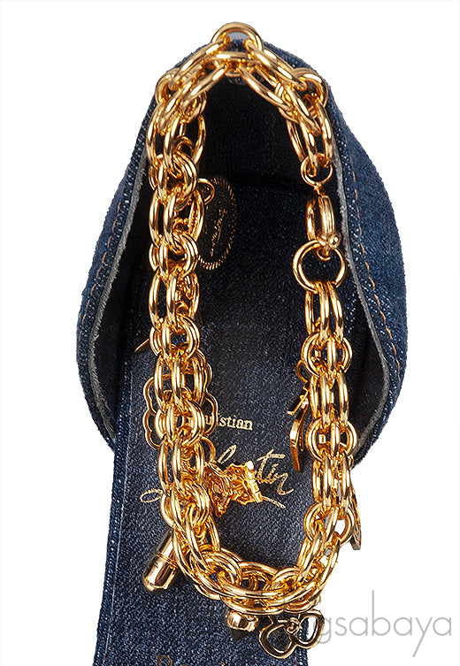 Gourmi 100 Chain-embellished Denim Sandals