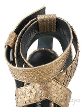 Gold Python Strappy Sandals