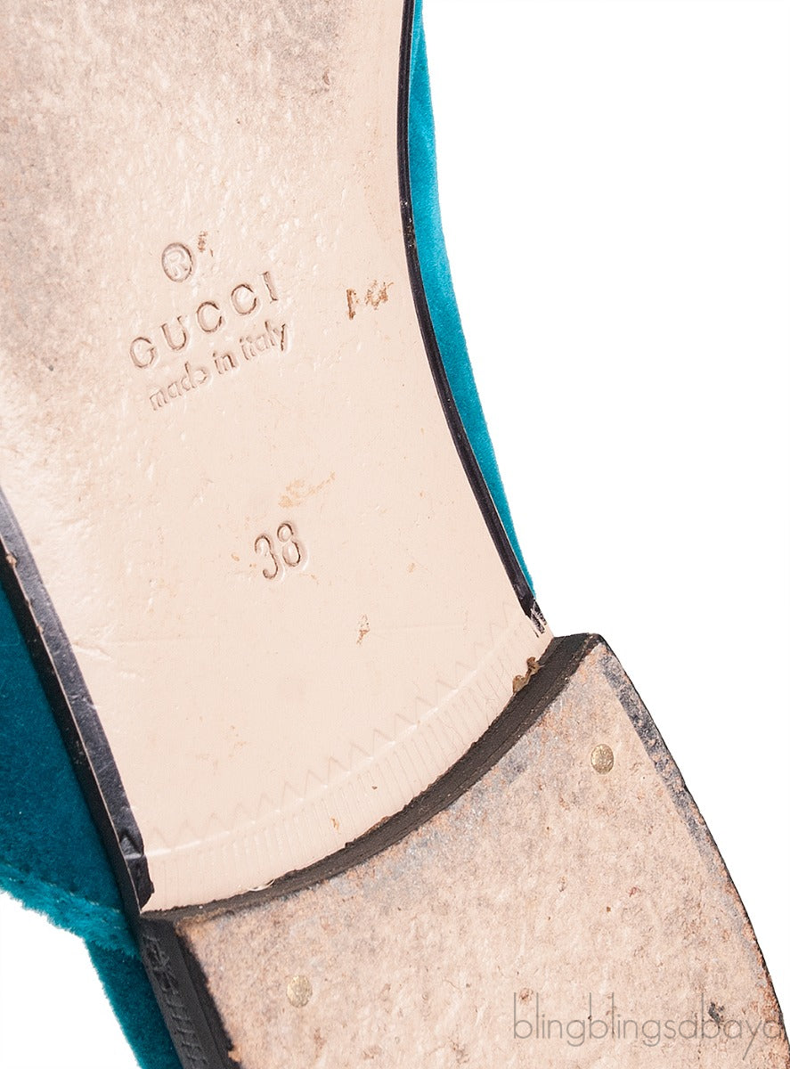 Teal Tiger Embroidered Princetown Slide