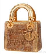 Lady Dior Mini Gold Bead Embellished Bag