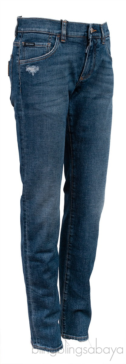 Skinny Distressed Blue Denim