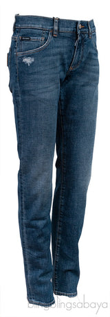 Skinny Distressed Blue Denim