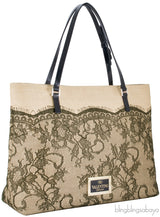 Beige Raffia & Lace Tote