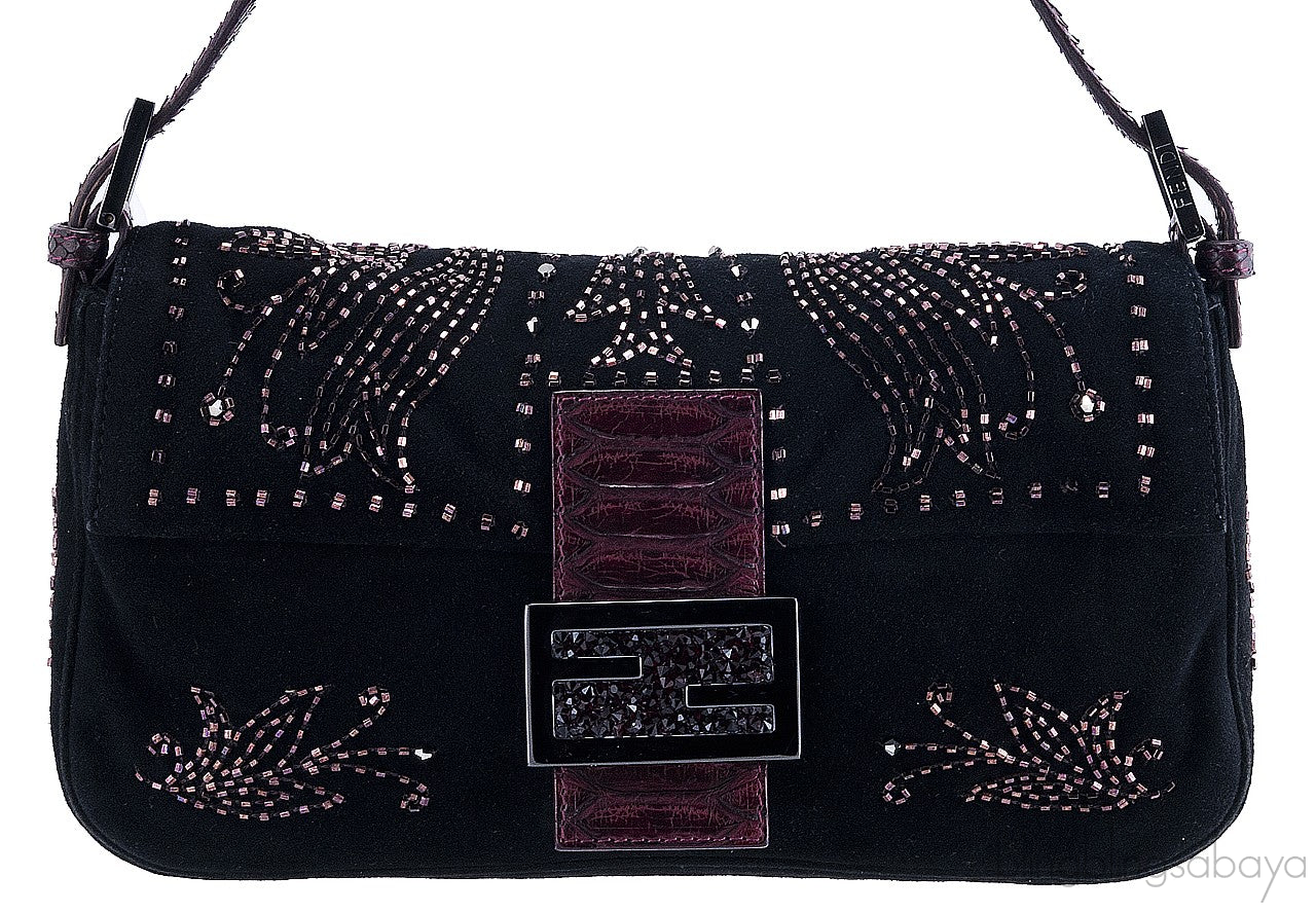 Black Beads Embroidered Baguette
