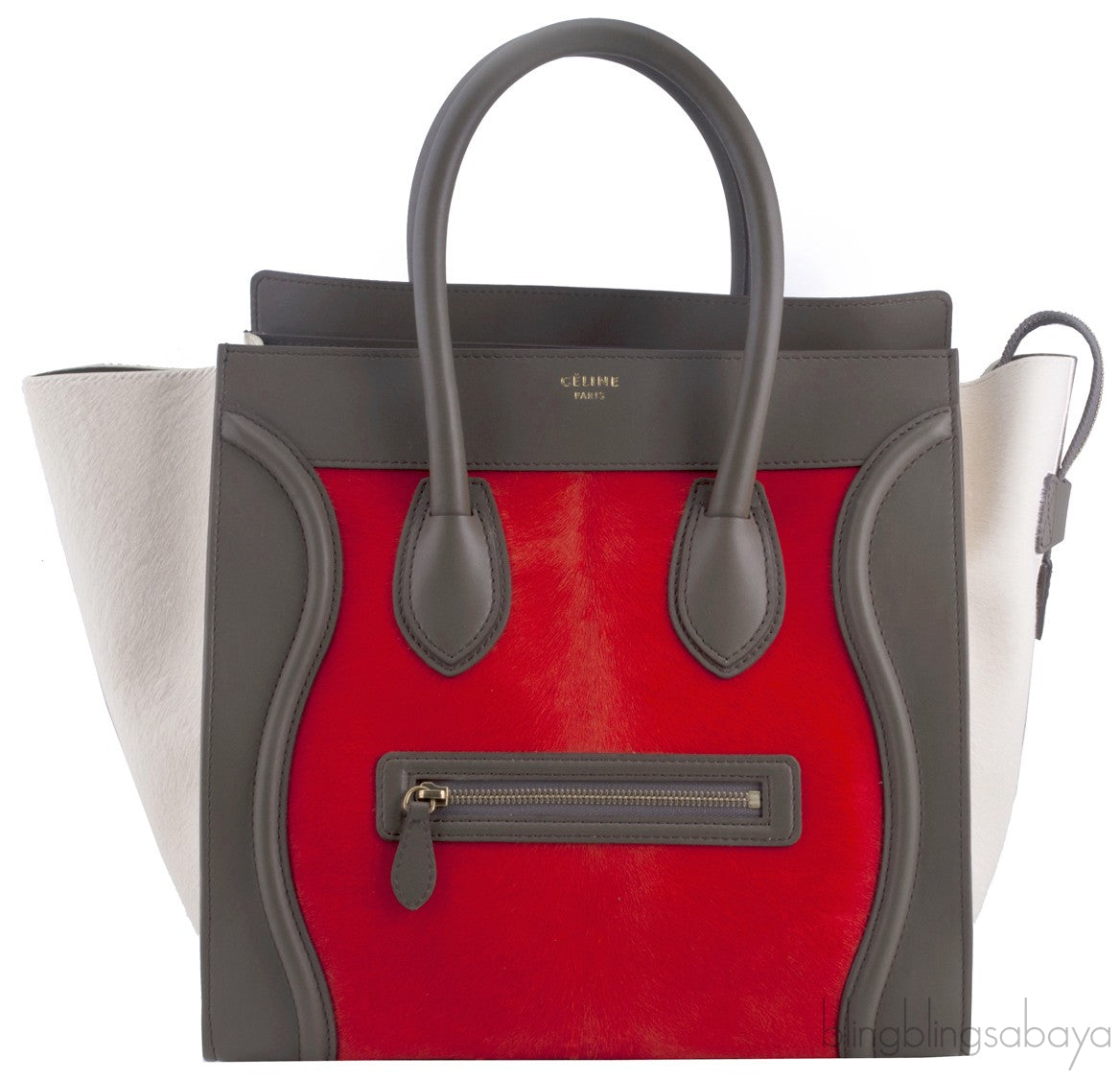Mini Luggage Tricolor Brick Pony Hair