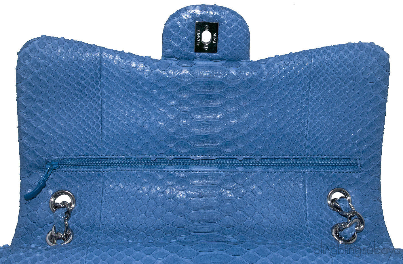 Classic Jumbo Blue Python Flap Bag