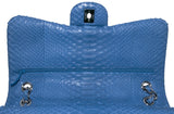 Classic Jumbo Blue Python Flap Bag