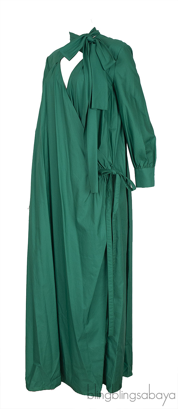 Green Fake Wrap Maxi Dress