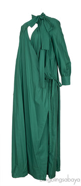 Green Fake Wrap Maxi Dress