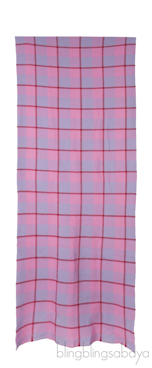 Pink Checkered Wool Scarf