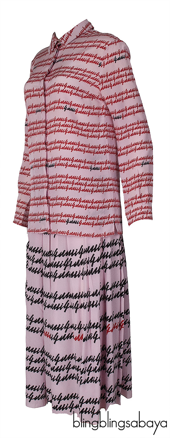 Gucci Pink Printed Longsleeves Top and Skirt