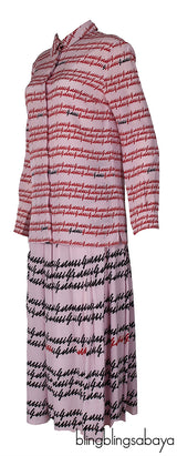 Gucci Pink Printed Longsleeves Top and Skirt