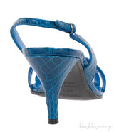Night 70 Blue Crocodile Slingback Heels