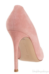 Peach Suede Pointed Toe Heels
