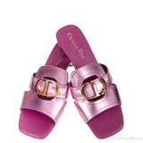 Christian Dior OR Montaigne Metallic Fuchsia Heels Slide