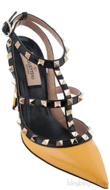 Yellow & Black Patent Rockstuds Heels