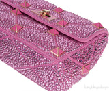 Fuchsia Pink Roman Stud Crystal-embellished Shoulder Bag