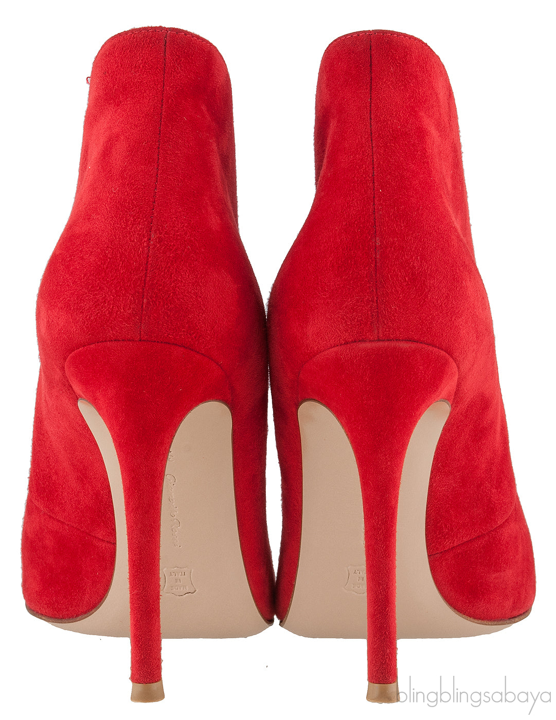 Red Suede Ankle-Flare Boots