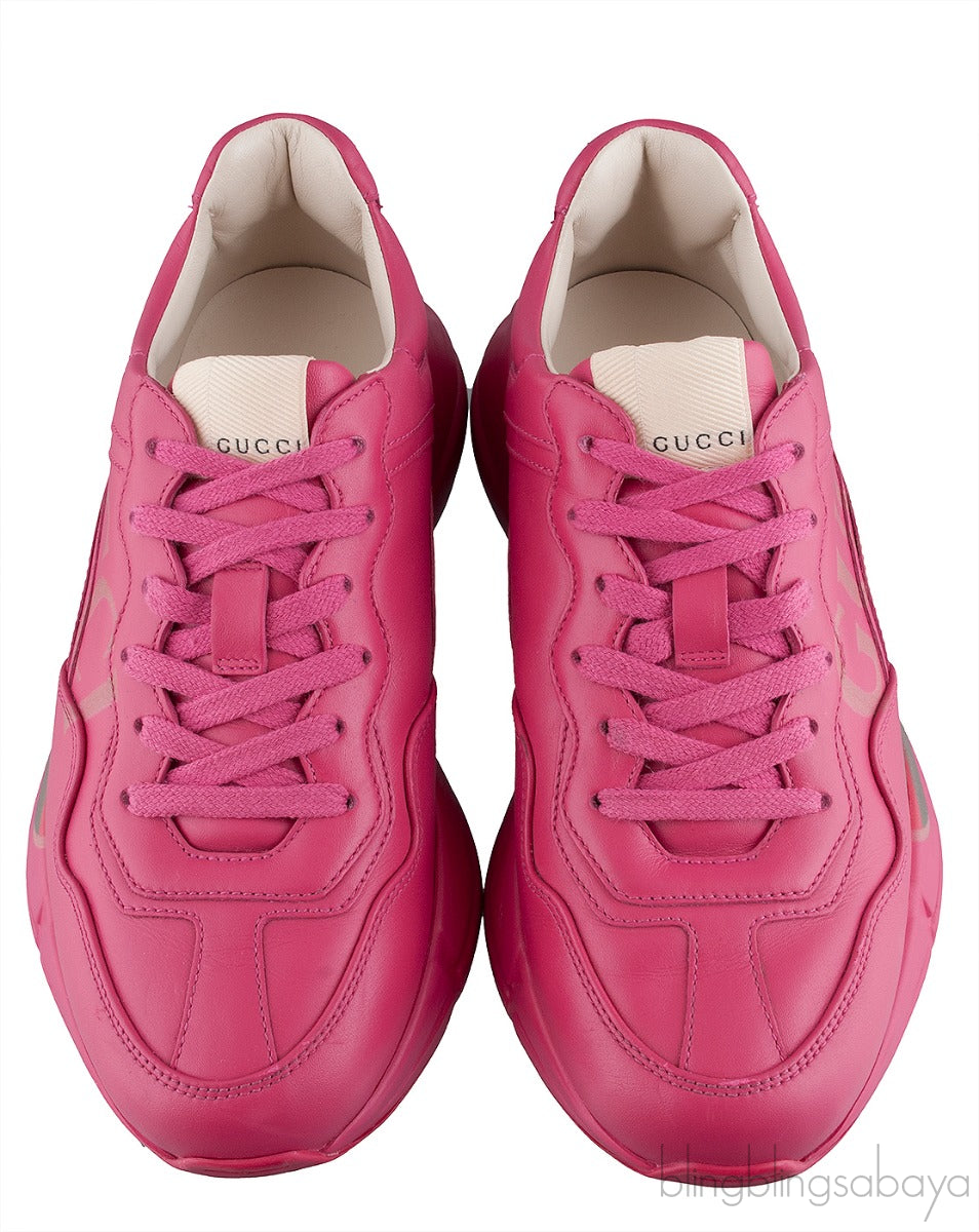 Pink Rhyton Logo Leather Sneaker