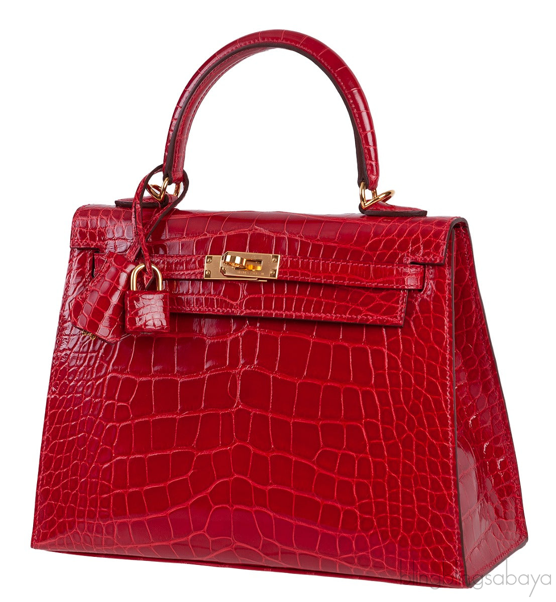 Kelly 25 Red Braise Crocodile GHW