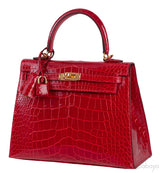 Kelly 25 Red Braise Crocodile GHW