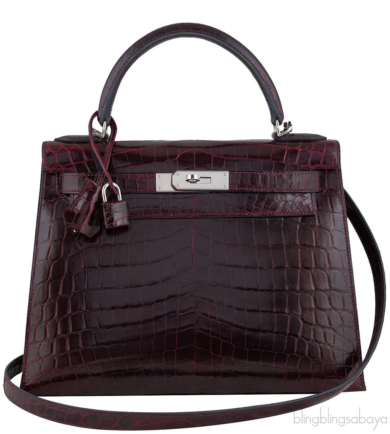 Kelly 28 Bordeaux Crocodile PHW