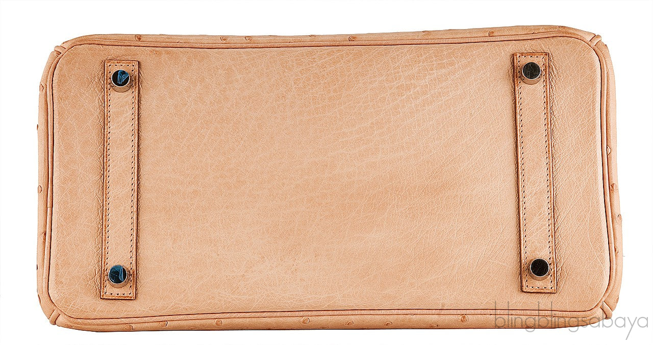 Birkin 30 Natural Gold Ostrich PHW