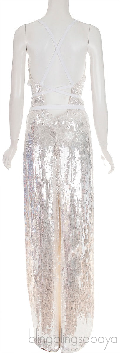 White Sequin Jumpsuit
