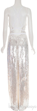 White Sequin Jumpsuit