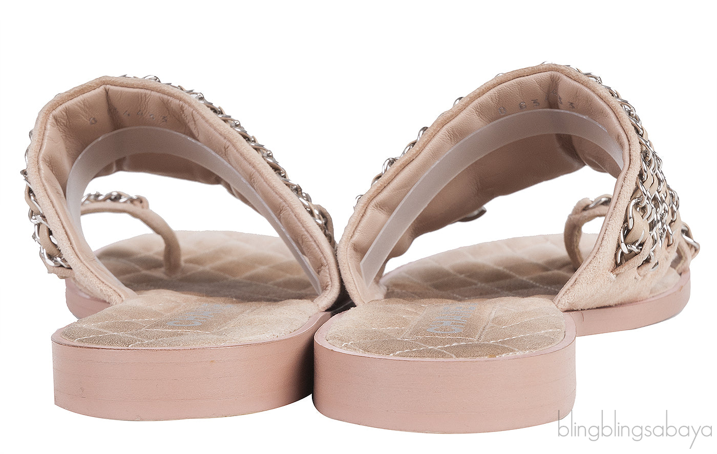 Beige Suede & Chain Sandals