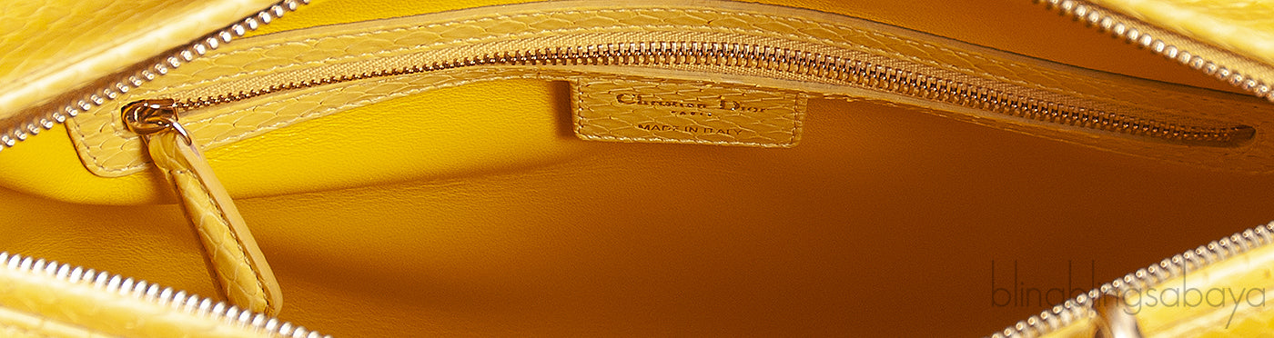 Lady Dior Large Yellow Python PHW