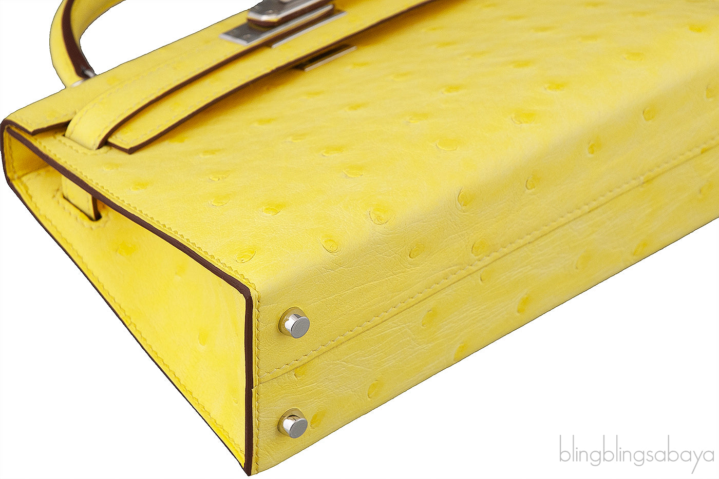 Kelly 20 Mini II Sellier Jaune Citron Ostrich PHW