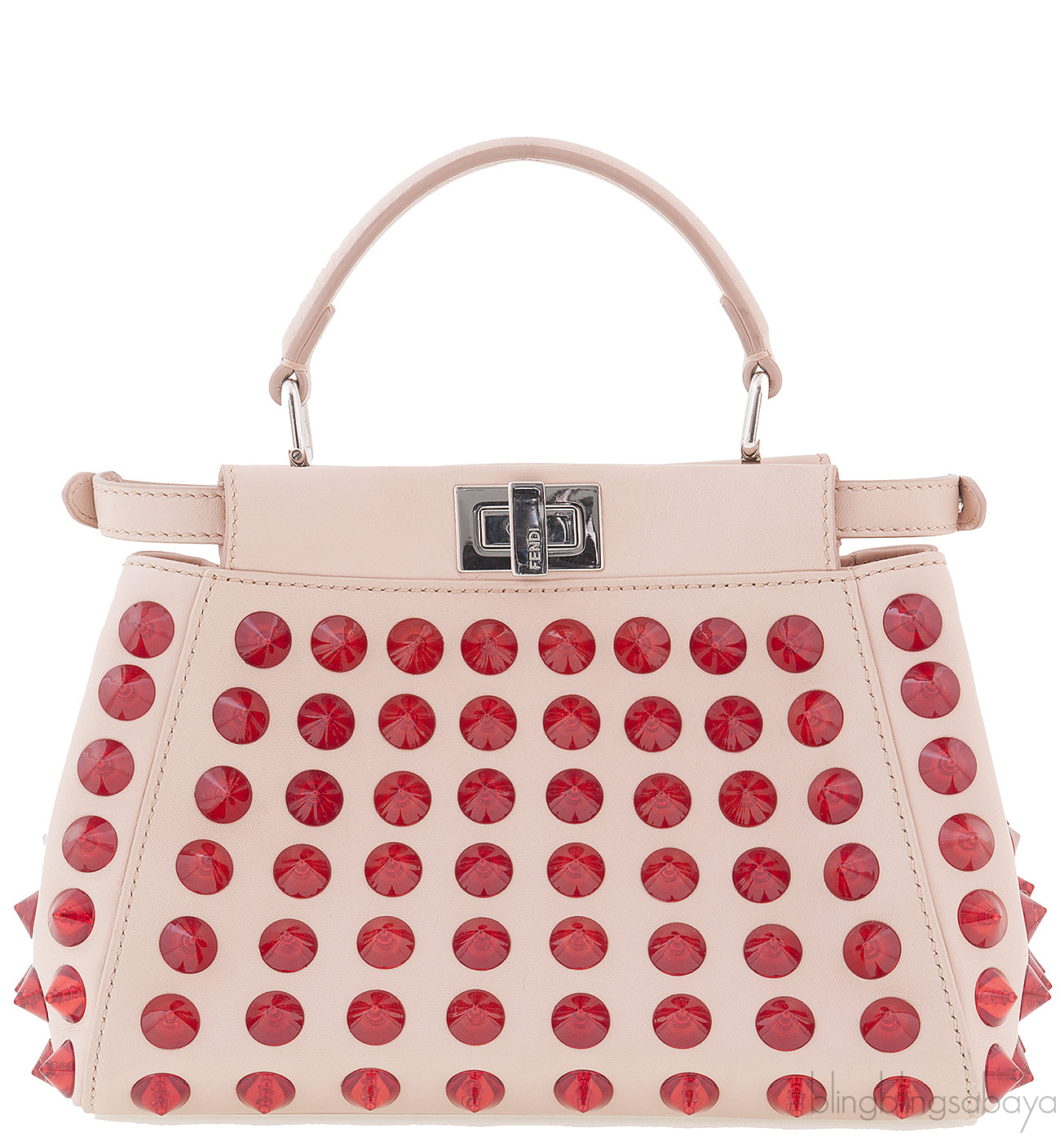 Beige Red Studded Peekaboo