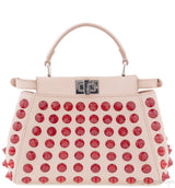 Beige Red Studded Peekaboo