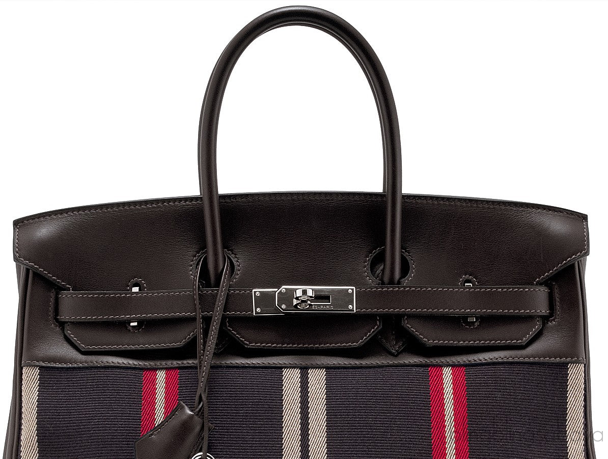 Birkin 35 Ebene Leather & Canvas