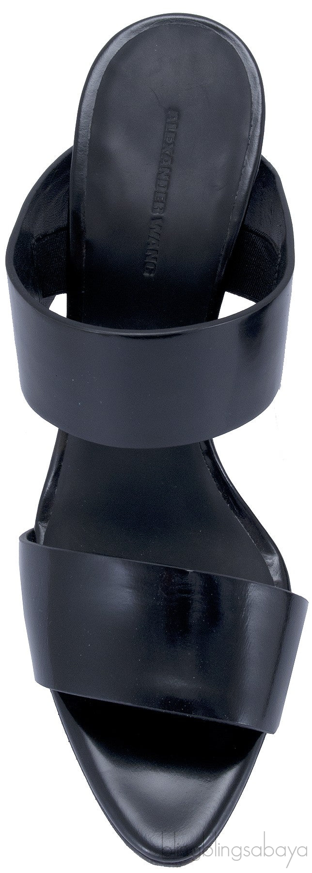 Black Glossed Leather Mules
