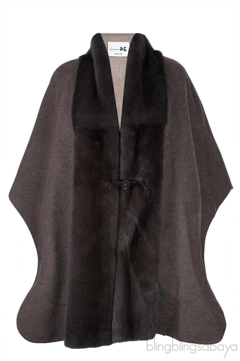 Grey Cashmere & Wool Poncho