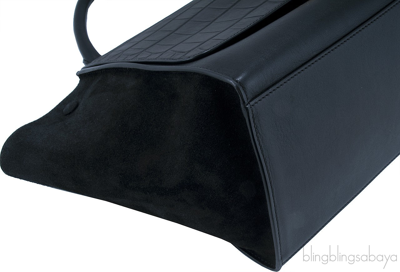 Trapeze Luggage Black Croco Print