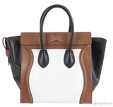 Celine Tri-color White Black & Brown Mini Luggage