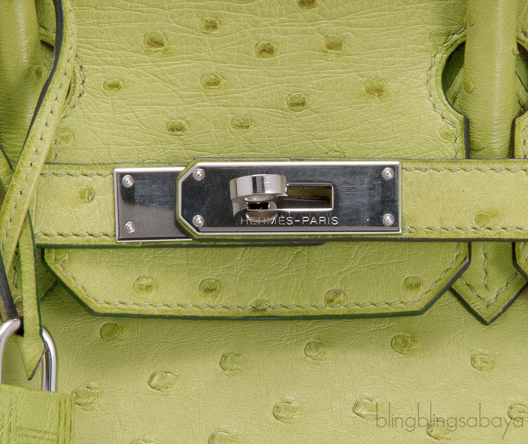 Birkin 30 Ostrich Vert Anis*