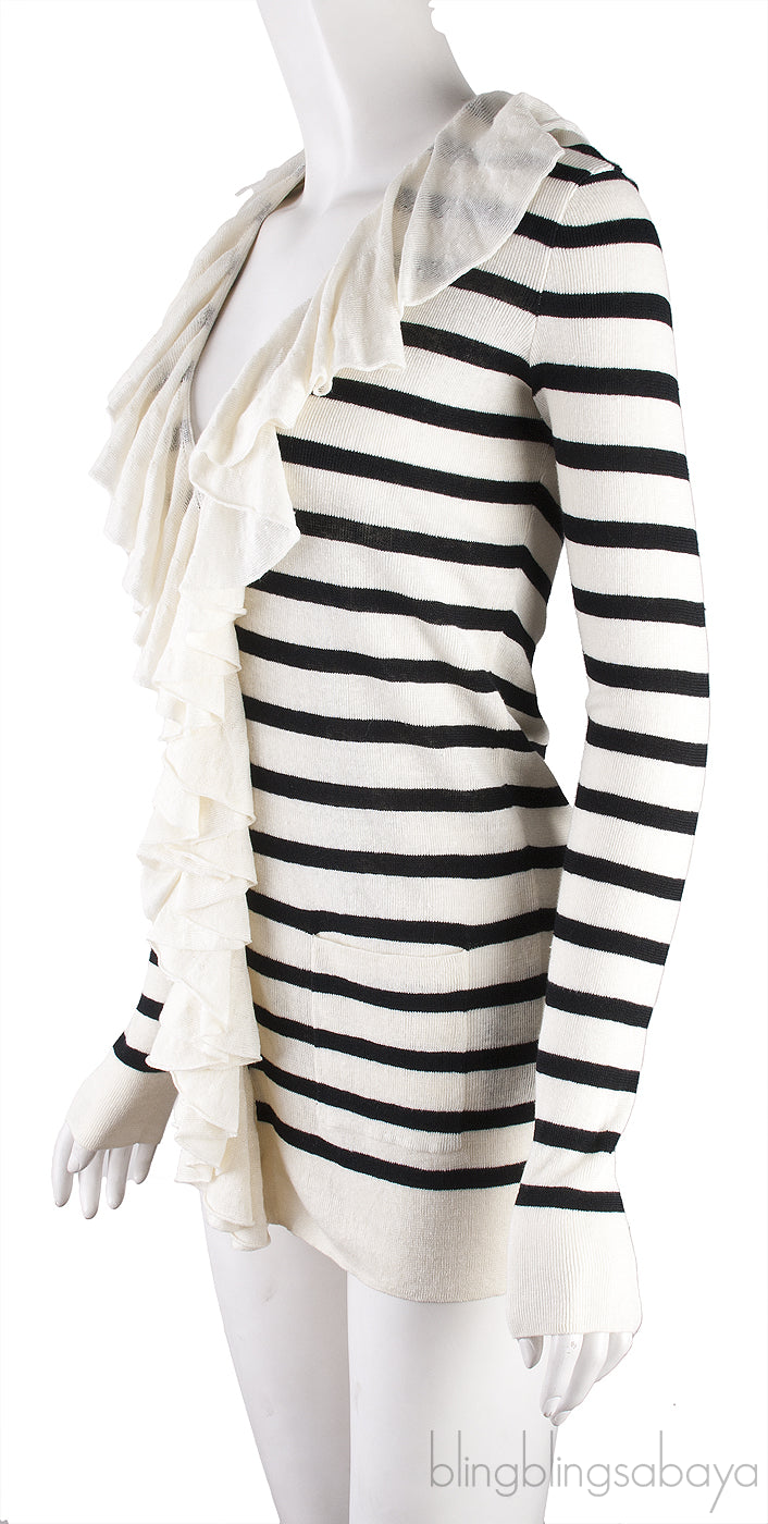 Stripe Ruffled Cardigan