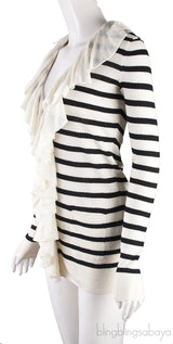 Stripe Ruffled Cardigan