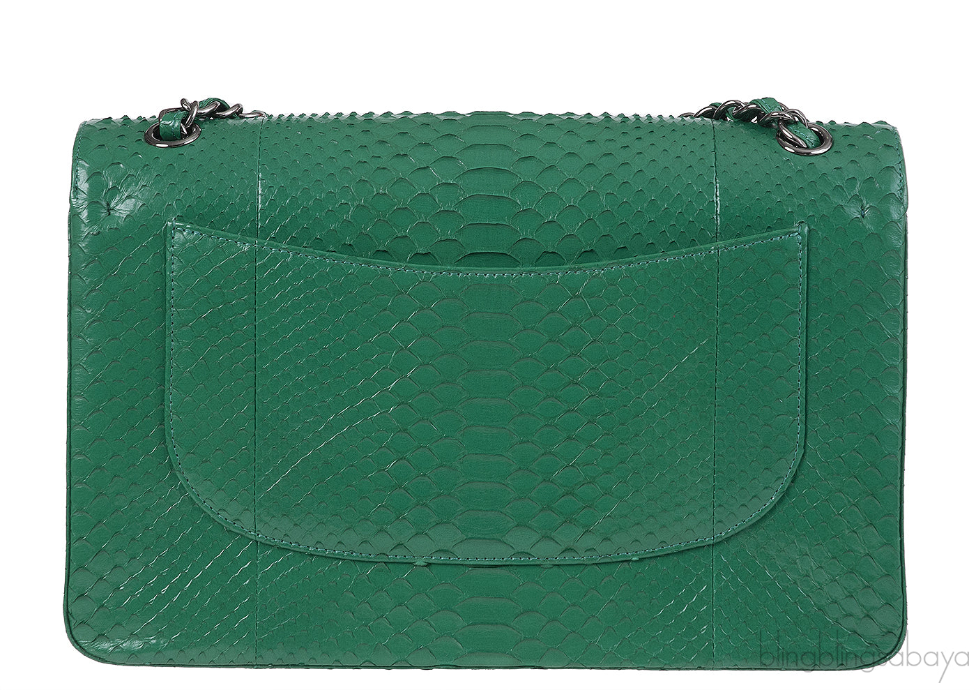 Chanel Classic Jumbo CC Emerald Green Python Flap Bag