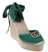 GG Green Lilibeth Web Espadrille Wedge Sandal