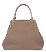 Etoupe Leather Croc Print Handle Bag